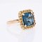 7.30 Carats Blue London Topaz 18 Karat Yellow Gold Ring, 1960s, Image 11