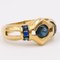 Anillo vintage de oro amarillo de 18 k con zafiros azules, años 70, Imagen 3