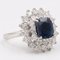 Vintage 18k White Gold Sapphire & Diamond Daisy Ring, 1960s 3