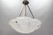 Art Deco French Frosted White Glass Pendant Light by Degué, David Gueron, 1930s 4