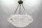 Art Deco French Frosted White Glass Pendant Light by Degué, David Gueron, 1930s 20