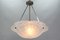 Art Deco French Frosted White Glass Pendant Light by Degué, David Gueron, 1930s 2