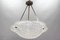 Art Deco French Frosted White Glass Pendant Light by Degué, David Gueron, 1930s 8