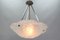 Art Deco French Frosted White Glass Pendant Light by Degué, David Gueron, 1930s 3