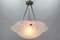 Art Deco French Frosted White Glass Pendant Light by Degué, David Gueron, 1930s 6