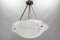 Art Deco French Frosted White Glass Pendant Light by Degué, David Gueron, 1930s, Image 5