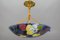 Art Nouveau French Pendant Light with Enameled Flowers and Fruits from Fargue, 1930s 13