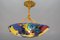 Art Nouveau French Pendant Light with Enameled Flowers and Fruits from Fargue, 1930s, Image 11