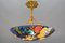 Art Nouveau French Pendant Light with Enameled Flowers and Fruits from Fargue, 1930s, Image 12