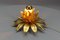 Plafón estilo Hollywood Regency en forma de flor de metal dorado, años 70, Imagen 6