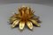 Hollywood Regency Style Gilt Metal Flower Shaped Flush Mount, 1970s 8