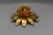 Plafón estilo Hollywood Regency en forma de flor de metal dorado, años 70, Imagen 10