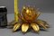 Hollywood Regency Style Gilt Metal Flower Shaped Flush Mount, 1970s 16