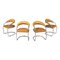 Italian Modern Dining Chairs in Light Brown Leather and Chromed Metal, 1970s, Set of 4, Image 1
