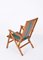 Italian Beech Folding Chair in Orange and Green Canvas from Fratelli Reguitti, 1950s 5