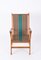 Italian Beech Folding Chair in Orange and Green Canvas from Fratelli Reguitti, 1950s 15