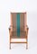 Italian Beech Folding Chair in Orange and Green Canvas from Fratelli Reguitti, 1950s, Image 15