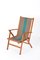 Italian Beech Folding Chair in Orange and Green Canvas from Fratelli Reguitti, 1950s 6