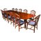 Antique Regency Triple Pillar Dining Table & Chairs, 19th Century, Set of 13 1