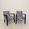 Art Deco French Armchairs in Black Wood and Zebra Fabric, 1930s, Set of 2 5