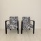 Art Deco French Armchairs in Black Wood and Zebra Fabric, 1930s, Set of 2 2