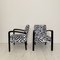 Art Deco French Armchairs in Black Wood and Zebra Fabric, 1930s, Set of 2 4