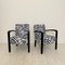 Art Deco French Armchairs in Black Wood and Zebra Fabric, 1930s, Set of 2 1