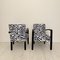 Art Deco French Armchairs in Black Wood and Zebra Fabric, 1930s, Set of 2 13
