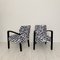Art Deco French Armchairs in Black Wood and Zebra Fabric, 1930s, Set of 2 7
