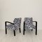 Art Deco French Armchairs in Black Wood and Zebra Fabric, 1930s, Set of 2, Image 7