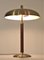 Large Swedish Grace Brass and Leather Table Lamp by Einar Bäckström, 1930s 5