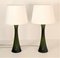 Modern Swedish Olivegreen Glass Table Lamps by Bernt Nordstedt for Bergboms, Set of 2 5