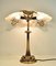 Lampada da tavolo Art Nouveau in bronzo e vetro satinato, anni '50, Immagine 4