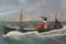 William Thomas, Scène Maritime Naïve avec Bateau à Vapeur, Début du 20e Siècle, Huile sur Panneau 4