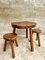 Vintage Brutalist Table and Stools, 1960s, Set of 3 7