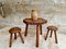 Vintage Brutalist Table and Stools, 1960s, Set of 3 3