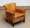 French Art Deco Brown / Tan Sheep Leather Roll Back Club Chair, 1960s 4