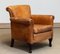 French Art Deco Brown / Tan Sheep Leather Roll Back Club Chair, 1960s 2