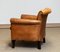 French Art Deco Brown / Tan Sheep Leather Roll Back Club Chair, 1960s 7