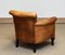 French Art Deco Brown / Tan Sheep Leather Roll Back Club Chair, 1960s 8