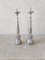 18th Century Carved Wood and Silver Plated Church Candlesticks, Set of 2, Image 1