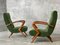 Sessel aus Holz & Grünem Samt, 2er Set 2