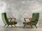 Fauteuils en Bois et Velours Vert, Set de 2 1