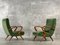 Sessel aus Holz & Grünem Samt, 2er Set 1