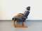 Vintage Scandinavian Blue Leather and Light Wood Armchair from Nelo Sweden, 1970s-1980s 2