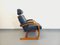 Vintage Scandinavian Blue Leather and Light Wood Armchair from Nelo Sweden, 1970s-1980s 9