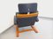 Vintage Scandinavian Blue Leather and Light Wood Armchair from Nelo Sweden, 1970s-1980s 11