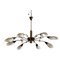 Mid-Century Modern Italian Brass and Glass Chandelier in the style of Stilnovo, 1960s 2