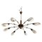 Mid-Century Modern Italian Brass and Glass Chandelier in the style of Stilnovo, 1960s 3
