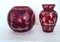 Rubin Red Bohemian Vases with Forest Motif, Set of 2, Image 3